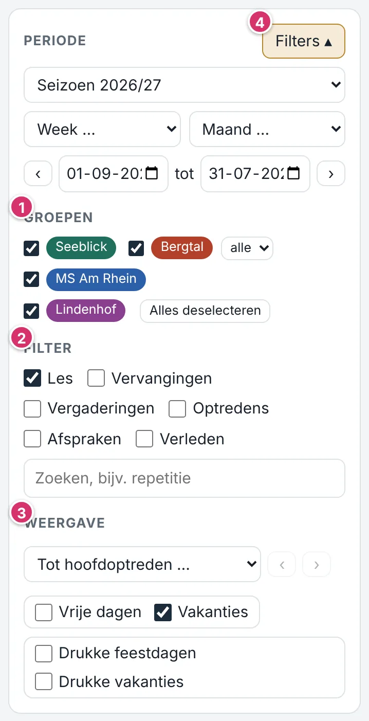 Uitgeklapte filters op de iPhone