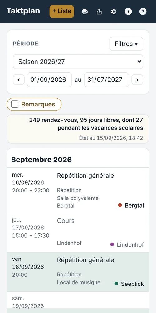 Taktplan sur iPhone