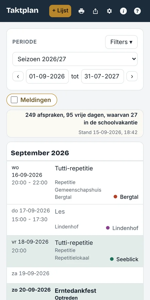 Taktplan op de iPhone